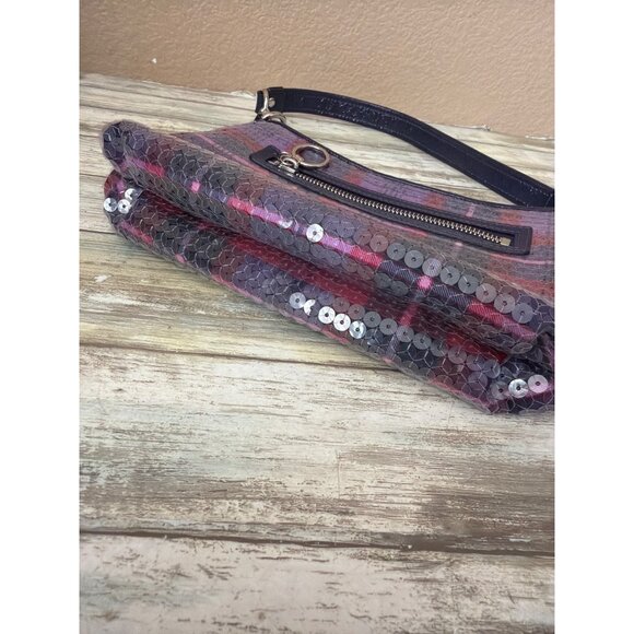 Coach Poppy Sequin Plaid Shoulder Bag Purple Y2K Mini Pochette w/COA - Picture 10 of 15